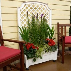 Budget 🎉 Vinyl Exaco Calypso Planter With Trellis ⌛ -Garden Trellises Shop detail2EX183
