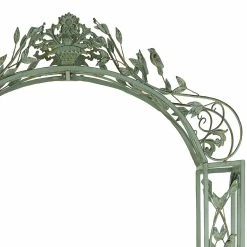 Budget 😍 Arbors DecMode Traditional 7.75-ft. Black Iron Scrollwork And Floral Garden Arch Arbor 🤩 -Garden Trellises Shop detail2UMA11182