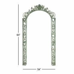 Budget 😍 Arbors DecMode Traditional 7.75-ft. Black Iron Scrollwork And Floral Garden Arch Arbor 🤩 -Garden Trellises Shop detail7UMA11182