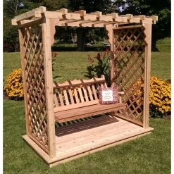 Cheapest 🔥 A & L Furniture Arbors A & L Furniture Covington 7 Ft. High Cedar Arbor With Deck And Swing 🧨 -Garden Trellises Shop detailALF399