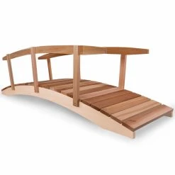 Cheap 🤩 Wood Bridges All Things Cedar Hand-Crafted Cedar Garden Bridge With Rails 🔔 -Garden Trellises Shop detailATC037