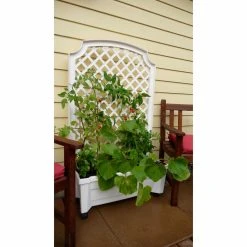 Budget 🎉 Vinyl Exaco Calypso Planter With Trellis ⌛ -Garden Trellises Shop detailEX183