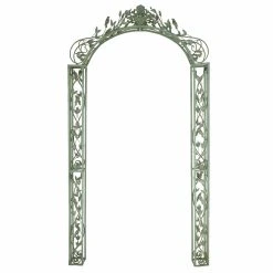 Budget 😍 Arbors DecMode Traditional 7.75-ft. Black Iron Scrollwork And Floral Garden Arch Arbor 🤩 -Garden Trellises Shop detailUMA11182