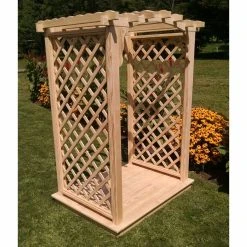 Best Sale ⭐ A & L Furniture Arbors A & L Furniture Jamesport 7.5 Ft. High Wood Arbor With Deck - 4 Ft. 😉