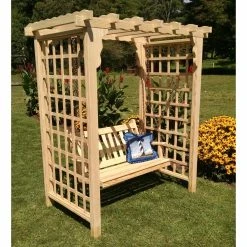 New 💯 A & L Furniture Arbors A & L Furniture Lexington 7.5 Ft. High Wood Arbor With Swing ⌛