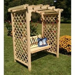 Cheapest 🔔 A & L Furniture Arbors A & L Furniture Jamesport 7.3 Ft. High Wood Arbor With Swing 💯