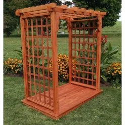 Buy 🎉 A & L Furniture Arbors A & L Furniture Lexington 7 Ft. High Wood Arbor With Deck ✔️
