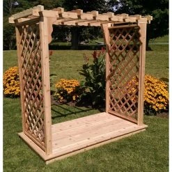 Deals ❤️ A & L Furniture Arbors A & L Furniture Covington 7 Ft. High Wood Arbor With Deck ❤️