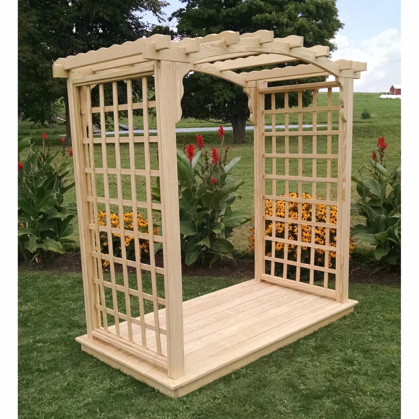 Wholesale 🤩 A & L Furniture Arbors A & L Furniture Cambridge 7.5 Ft. High Wood Arbor With Deck ⭐