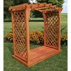 Best Pirce ⌛ A & L Furniture Arbors A & L Furniture Jamesport 7.5 Ft. High Wood Arbor With Deck - 5 Or 6 Ft. 🎁