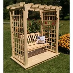 Cheap 🔔 A & L Furniture Arbors A & L Furniture Lexington 7.25 Ft. High Wood Arbor With Deck And Swing 🥰