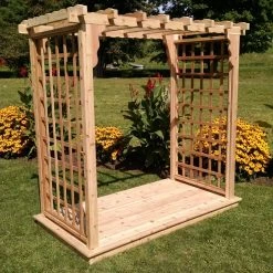 Best deal ❤️ A & L Furniture Arbors A & L Furniture Lexington 7.5 Ft. High Cedar Arbor With Deck 😀