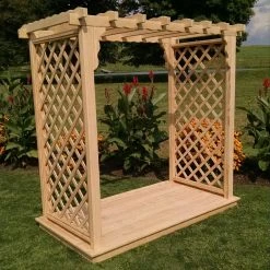 Outlet 🎉 A & L Furniture Arbors A & L Furniture Covington 7.5 Ft. High Cedar Arbor With Deck ⭐