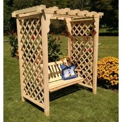 Outlet 👍 A & L Furniture Arbors A & L Furniture Covington 7.5 Ft. High Cedar Arbor With Swing ❤️