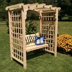 Best reviews of 💯 A & L Furniture Arbors A & L Furniture Cambridge 7 Ft. High Cedar Arbor With Swing ❤️