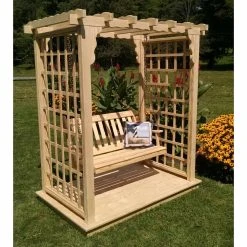 Outlet 🎉 A & L Furniture Arbors A & L Furniture Lexington 7 Ft. High Cedar Arbor With Deck And Swing ⭐