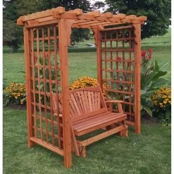 Buy ❤️ A & L Furniture Arbors A & L Furniture Lexington 7 Ft. High Cedar Arbor With Glider 👏