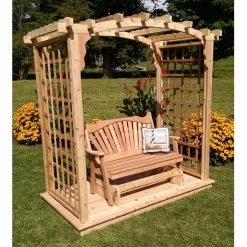 Promo ⭐ A & L Furniture Arbors A & L Furniture Cambridge 7 Ft. High Cedar Arbor With Glider ⭐