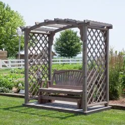 Best Sale 💯 A & L Furniture Arbors A & L Furniture Jamesport 7 Ft. High Cedar Arbor With Glider 🎁