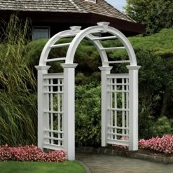 Best Sale 🔥 New England Arbors Westchester 7.5 Ft. Vinyl Arbor ⭐