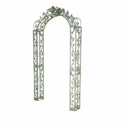 Budget ๐ Arbors DecMode Traditional 7.75-ft. Black Iron Scrollwork And Floral Garden Arch Arbor ๐คฉ