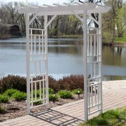 New 👏 Arbors Dura-Trel Wellington 7-ft. Vinyl Pergola Arbor - White 🧨 -Garden Trellises Shop scaleDU064