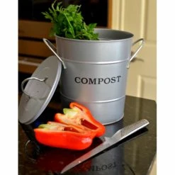 Discount 🧨 Exaco Kitchen Compost Bins 2-n-1 Compost Bucket - Silver ⌛ -Garden Trellises Shop scaleEX110